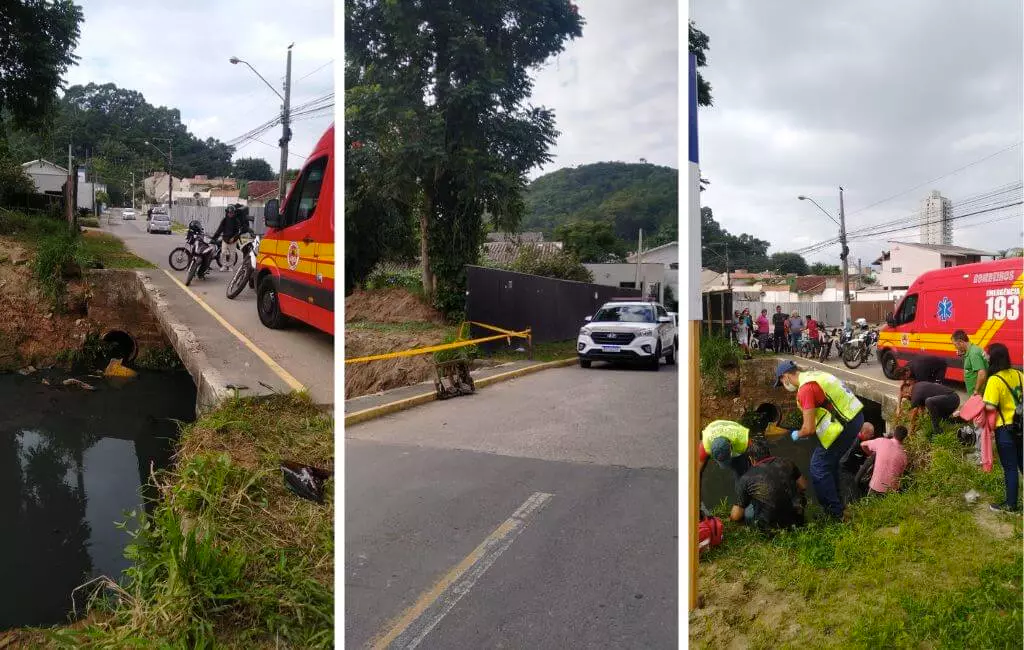 Motociclista cai em rio após acidente. Rapaz teria perdido o controle da moto depois de colidir com outro veículo