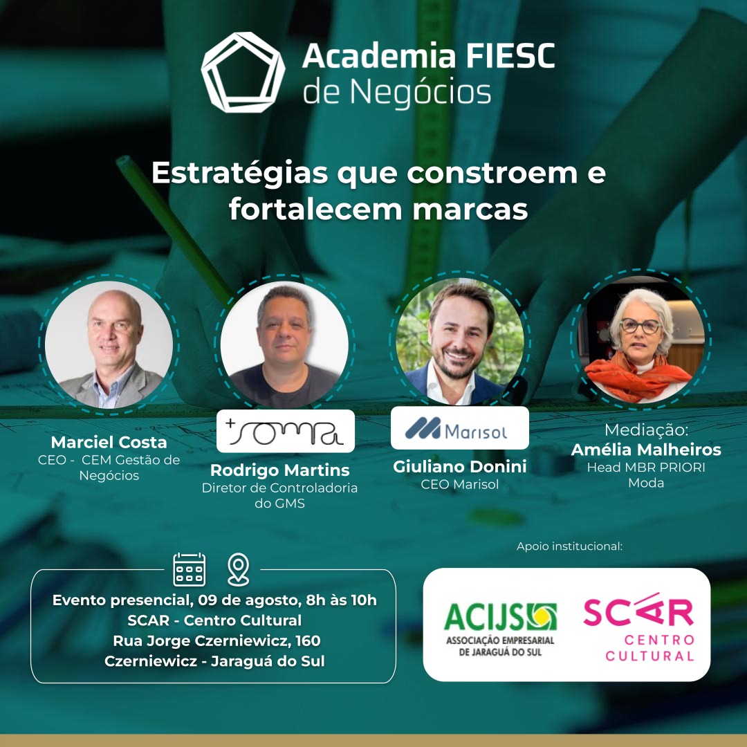 Academia FIESC de Negócios debate fortalecimento da moda em evento dia 9, em Jaraguá