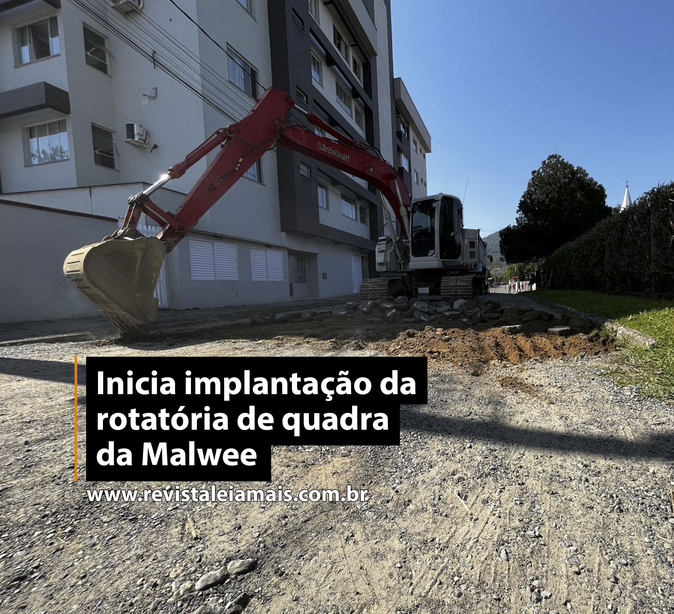 Inicia implantação da rotatória de quadra da Malwee