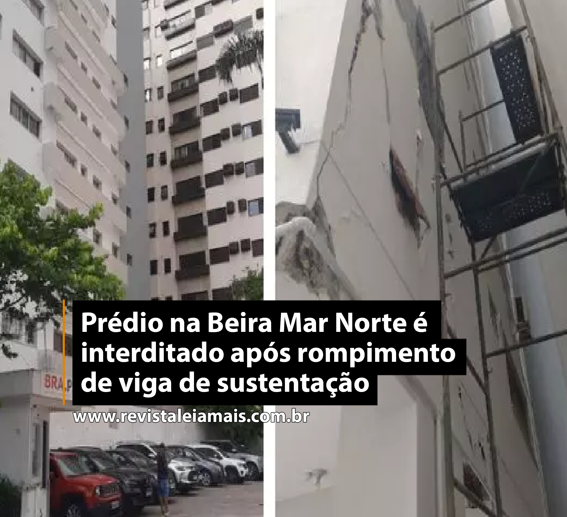 Prédio na Beira Mar Norte é interditado após rompimento de viga de sustentação