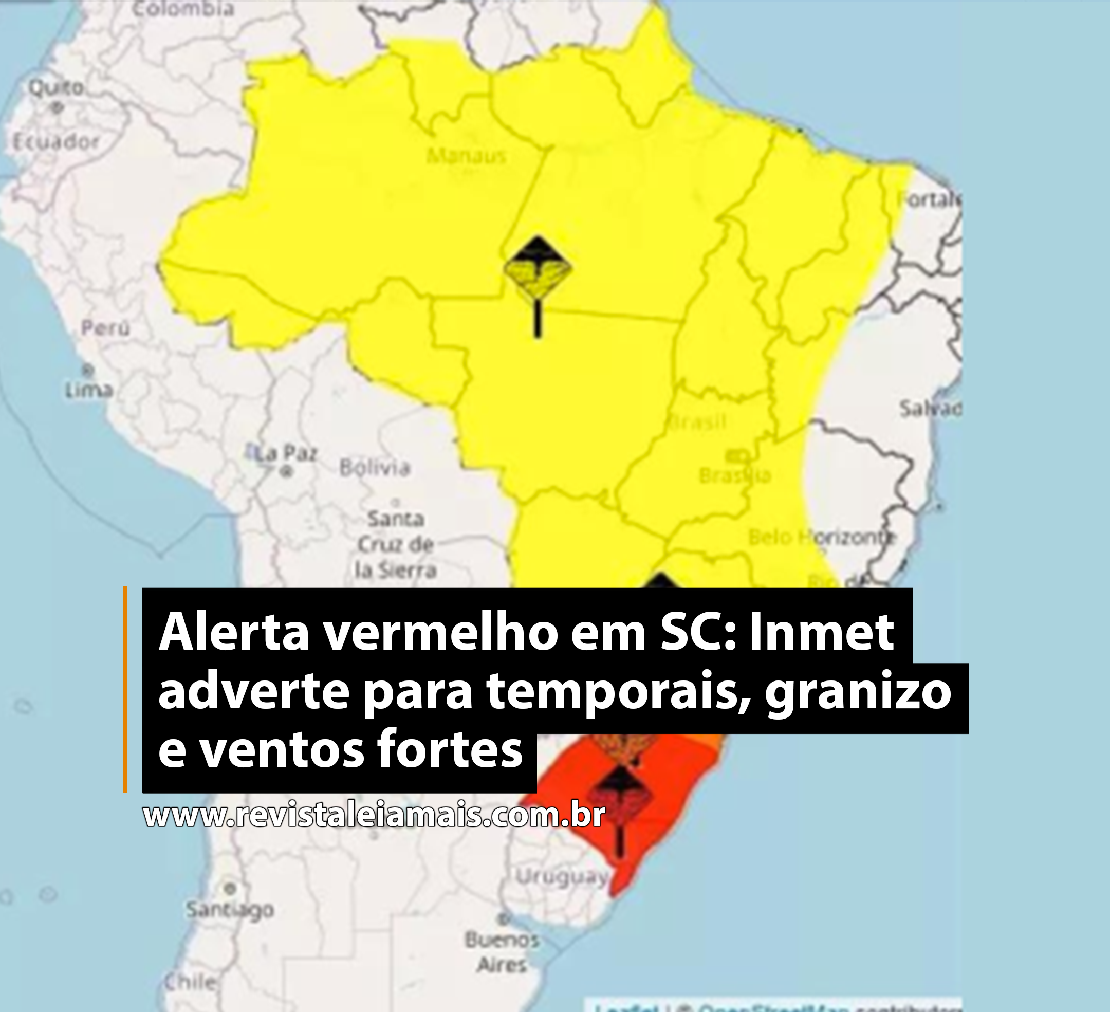 Alerta vermelho em SC: Inmet adverte para temporais, granizo e ventos fortes