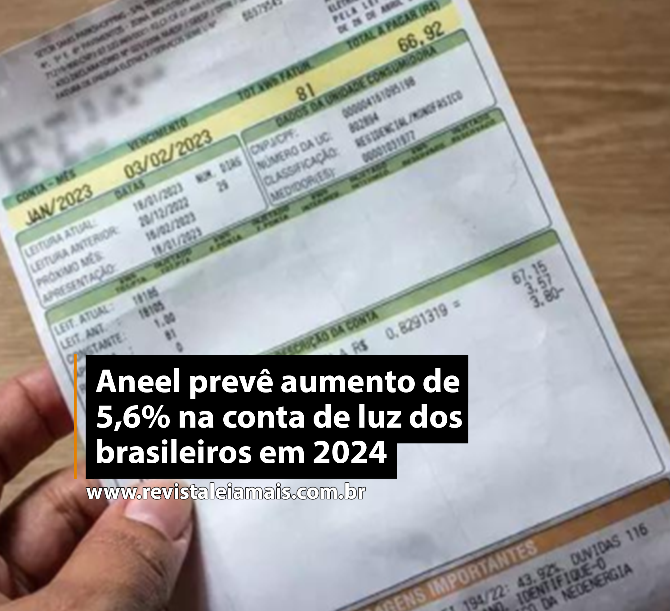 Aneel prevê aumento de 5,6% na conta de luz dos brasileiros em 2024
